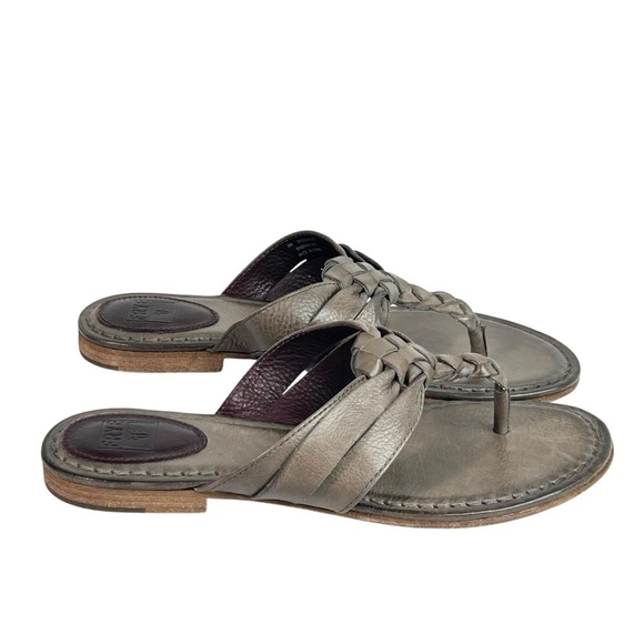 Frye Carson Leather Twisted Thong Sandals in Brown size 8M - Picture 2 of 9